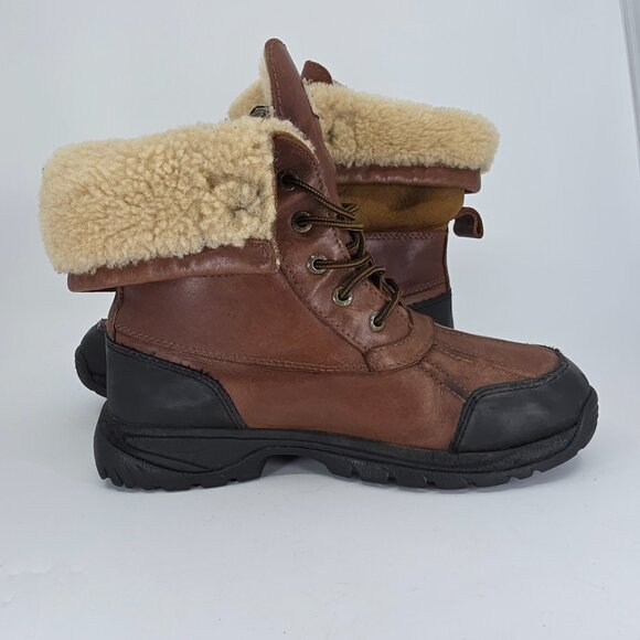 UGG Australia Butte Waterproof Vibram Leather Winter Boots Brown Size 5 Gore-Tex - Picture 6 of 12
